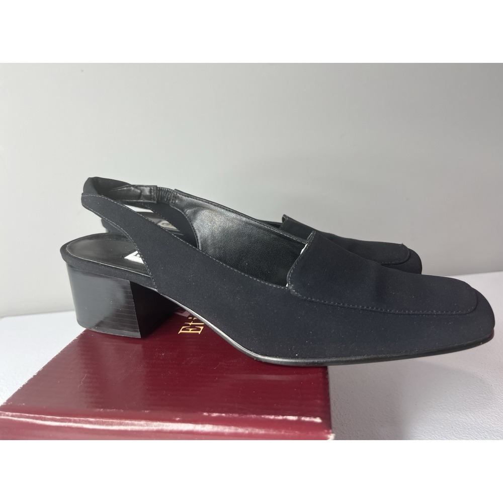 Vtg Etienne Aigner Sling back Loafer Heels Black Size 9 With Box - Picture 3 of 11